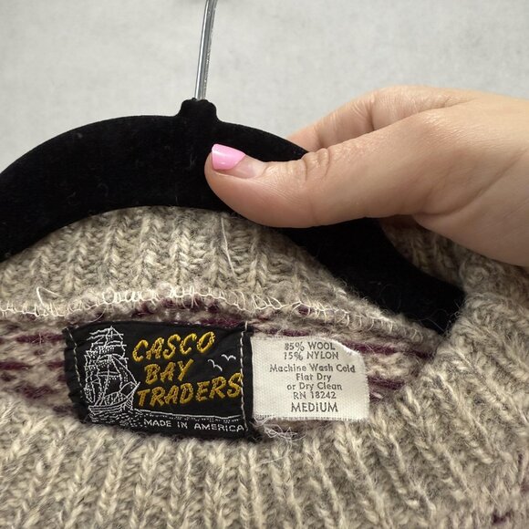 Vintage Casco Bay Traders Sweater Mens Medium Wool Nylon Knit Pullover USA 90s - Picture 2 of 6